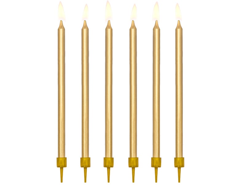 Feestbazaar Taartkaarsjes goud 12,5cm - 12 stuks