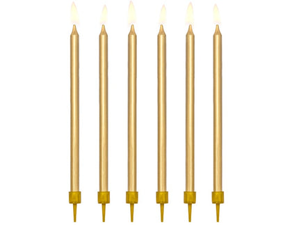Feestbazaar Taartkaarsjes goud 12,5cm - 12 stuks