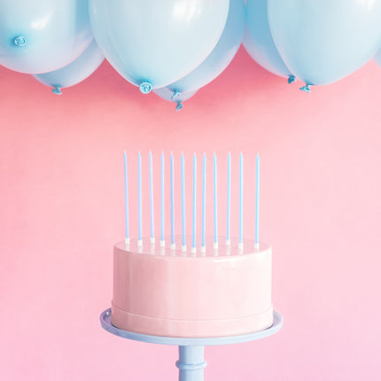 Feestbazaar Taartkaarsjes licht blauw 14cm - 12 stuks
