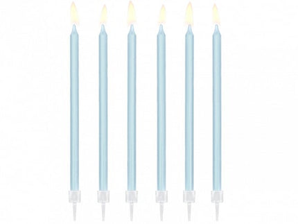 Feestbazaar Taartkaarsjes licht blauw 14cm - 12 stuks