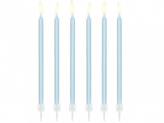 Feestbazaar Taartkaarsjes licht blauw 14cm - 12 stuks