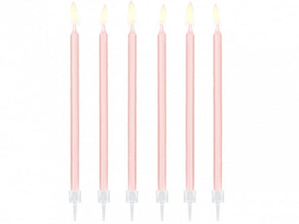 Feestbazaar Taartkaarsjes licht roze 14cm - 12 stuks