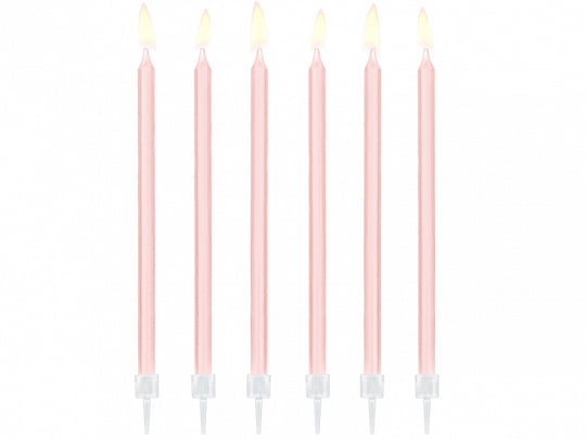 Feestbazaar Taartkaarsjes licht roze 14cm - 12 stuks