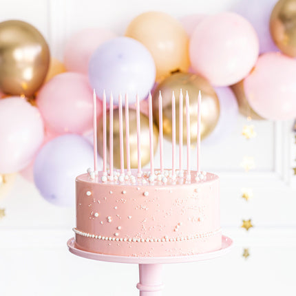Feestbazaar Taartkaarsjes licht roze 14cm - 12 stuks