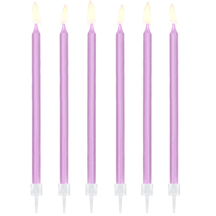 Feestbazaar Taartkaarsjes lila 14cm - 12 stuks