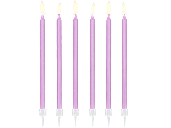 Feestbazaar Taartkaarsjes lila 14cm - 12 stuks