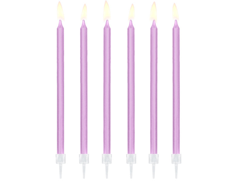 Feestbazaar Taartkaarsjes lila 14cm - 12 stuks