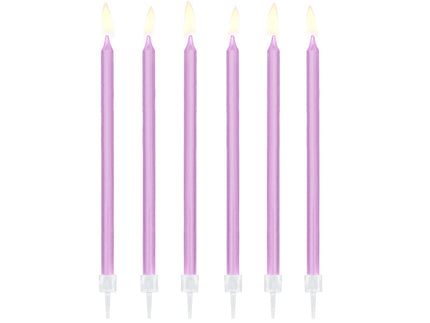 Feestbazaar Taartkaarsjes lila 14cm - 12 stuks