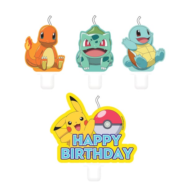 Feestbazaar Taartkaarsjes Pokemon Happy Birthday (4st)