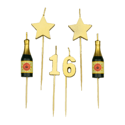 Feestbazaar Taartkaarsjes Set 16 Jaar (6st)