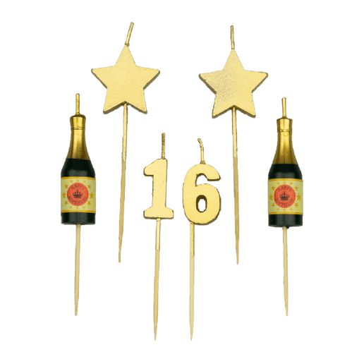 Feestbazaar Taartkaarsjes Set 16 Jaar (6st)