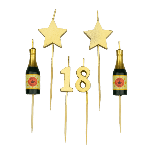 Feestbazaar Taartkaarsjes Set 18 Jaar (6st)