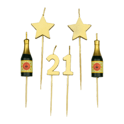 Feestbazaar Taartkaarsjes Set 21 Jaar (6st)