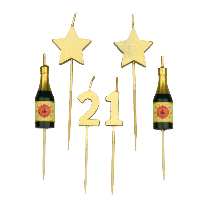 Feestbazaar Taartkaarsjes Set 21 Jaar (6st)