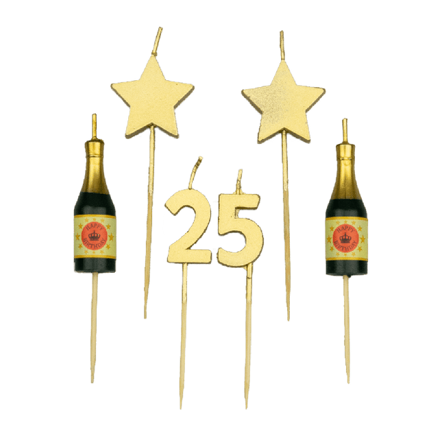 Feestbazaar Taartkaarsjes Set 25 Jaar (6st)