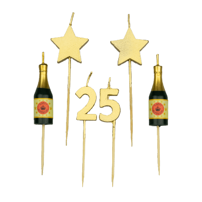 Feestbazaar Taartkaarsjes Set 25 Jaar (6st)