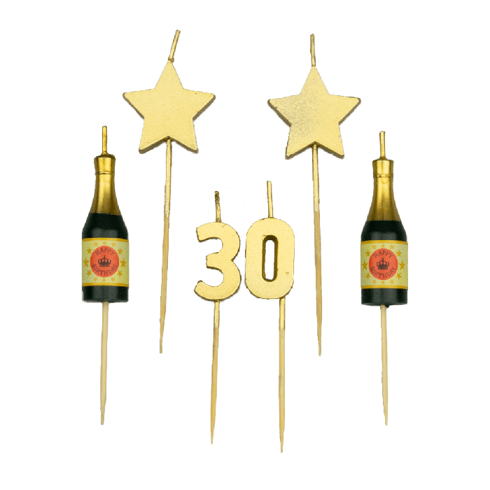 Feestbazaar Taartkaarsjes Set 30 Jaar (6st)