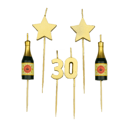 Feestbazaar Taartkaarsjes Set 30 Jaar (6st)