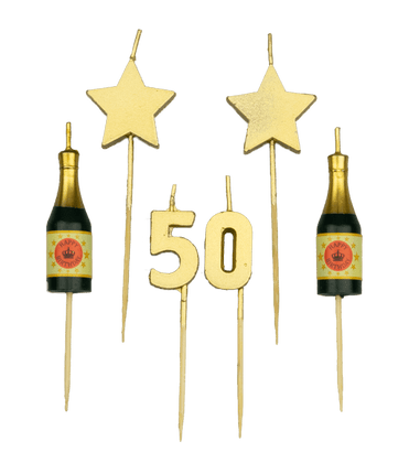 Feestbazaar Taartkaarsjes Set 50 Jaar (6st)