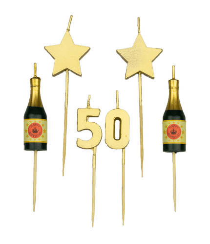 Feestbazaar Taartkaarsjes Set 50 Jaar (6st)