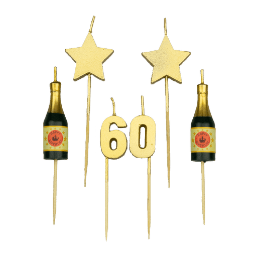 Feestbazaar Taartkaarsjes Set 60 Jaar (6st)