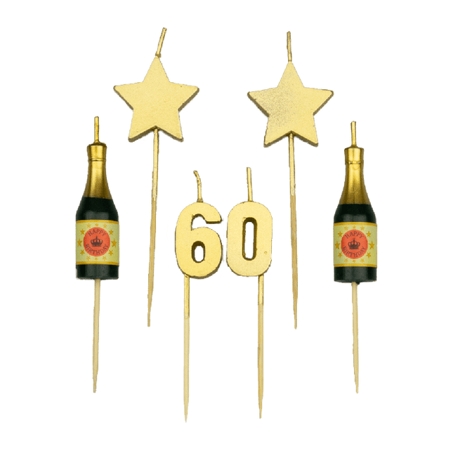 Feestbazaar Taartkaarsjes Set 60 Jaar (6st)