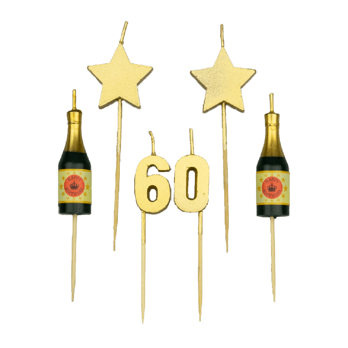 Feestbazaar Taartkaarsjes Set 60 Jaar (6st)