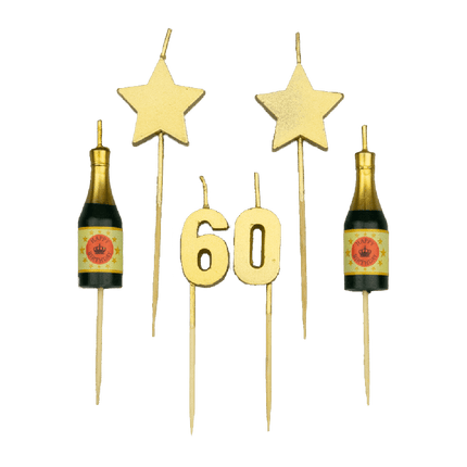 Feestbazaar Taartkaarsjes Set 60 Jaar (6st)