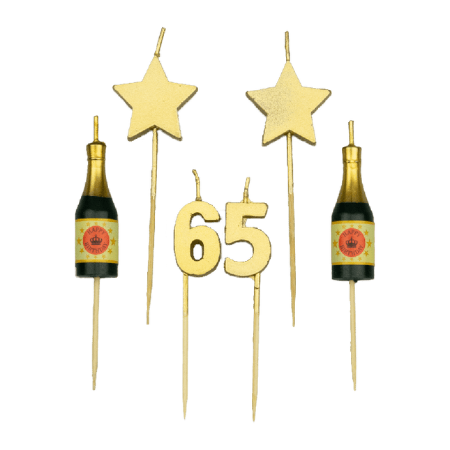 Feestbazaar Taartkaarsjes Set 65 Jaar (6st)