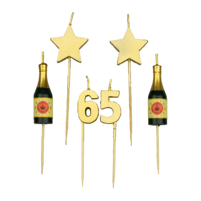 Feestbazaar Taartkaarsjes Set 65 Jaar (6st)