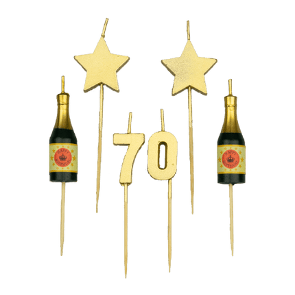 Feestbazaar Taartkaarsjes Set 70 Jaar (6st)