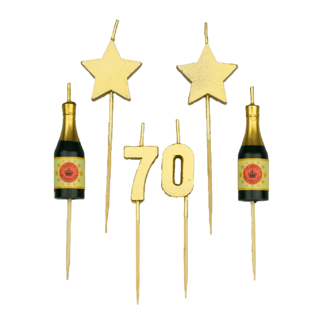 Feestbazaar Taartkaarsjes Set 70 Jaar (6st)