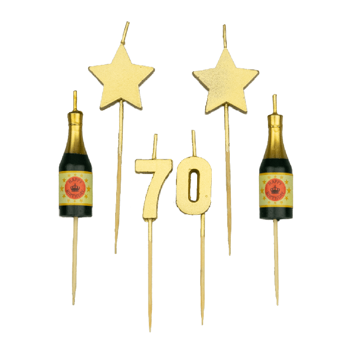 Feestbazaar Taartkaarsjes Set 70 Jaar (6st)