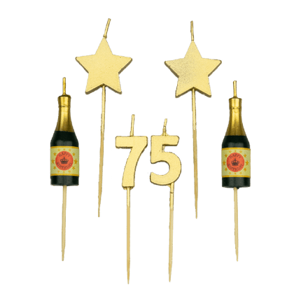 Feestbazaar Taartkaarsjes Set 75 Jaar (6st)