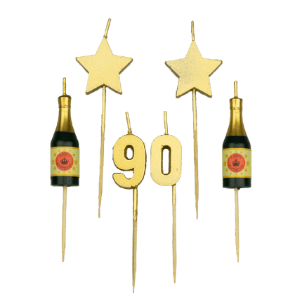 Feestbazaar Taartkaarsjes Set 90 Jaar (6st)