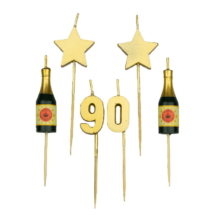 Feestbazaar Taartkaarsjes Set 90 Jaar (6st)