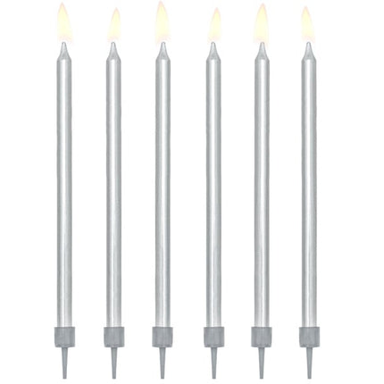 Feestbazaar Taartkaarsjes zilver 12,5cm - 12 stuks