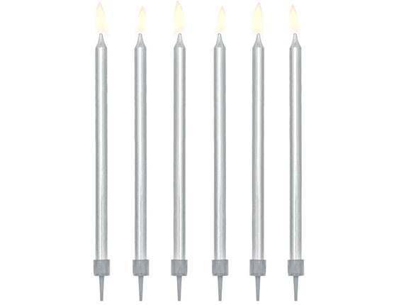 Feestbazaar Taartkaarsjes zilver 12,5cm - 12 stuks