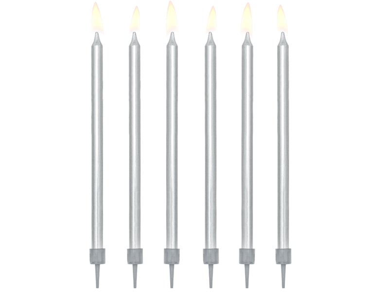 Feestbazaar Taartkaarsjes zilver 12,5cm - 12 stuks