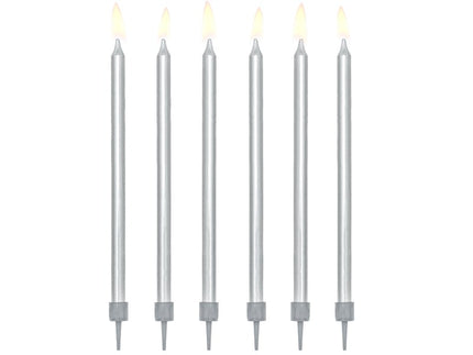Feestbazaar Taartkaarsjes zilver 12,5cm - 12 stuks