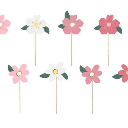 Feestbazaar Taarttoppers Bloemen Mix Set (8 st)