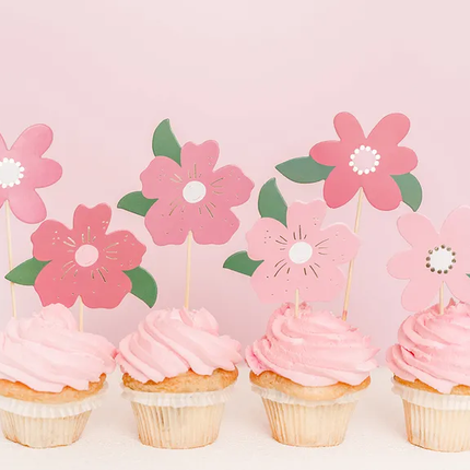 Feestbazaar Taarttoppers Bloemen Mix Set (8 st)