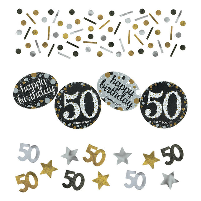 Feestbazaar Tafelconfetti 50 Jaar Sparkling Goud (34gr)