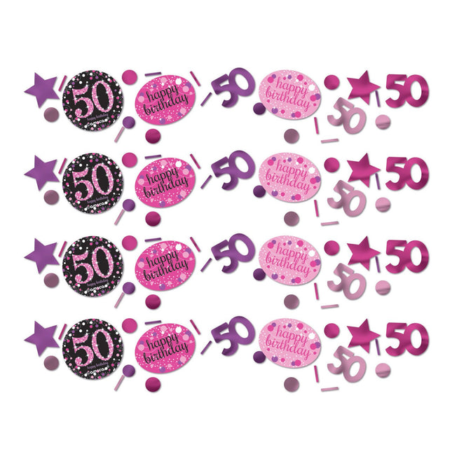 Feestbazaar Tafelconfetti 50 Jaar Sparkling Pink (34gr)