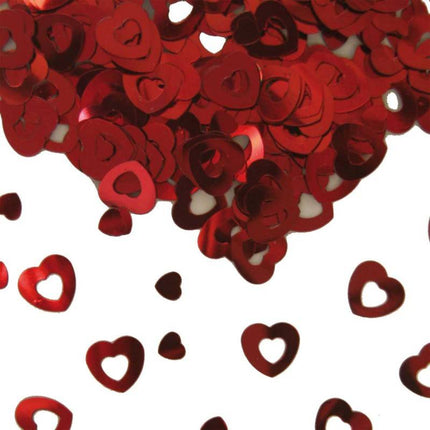 Feestbazaar Tafeldecoratie / sierconfetti hart rood