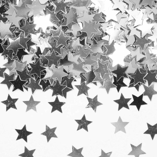 Feestbazaar Tafeldecoratie / sierconfetti ster zilver