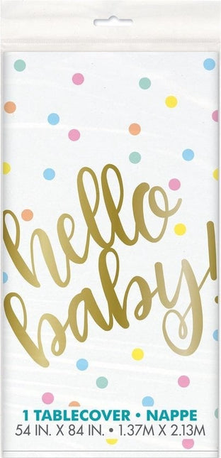 Feestbazaar Tafelkleed Hello Baby Confetti (137x213cm)