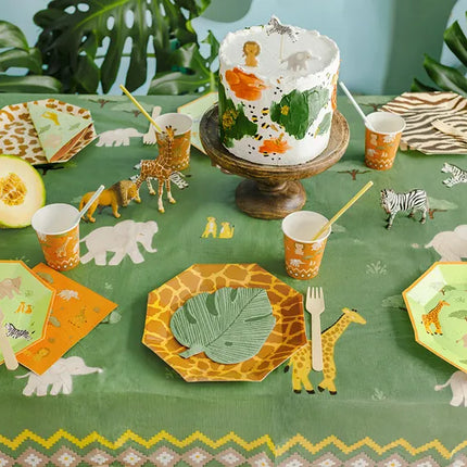 Feestbazaar Tafelkleed Safari Groen met Print