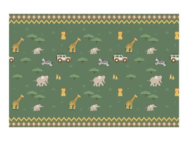 Feestbazaar Tafelkleed Safari Groen met Print