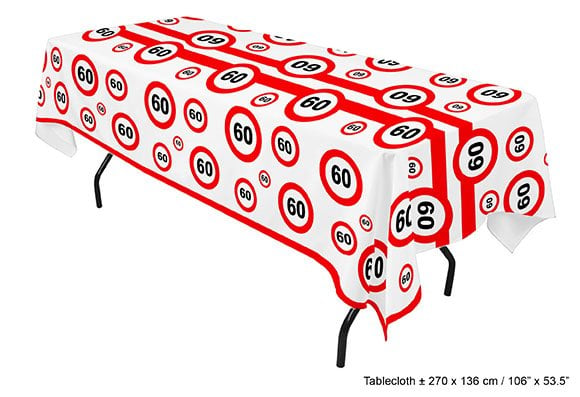 Feestbazaar Tafelkleed verkeersbord 60 jaar